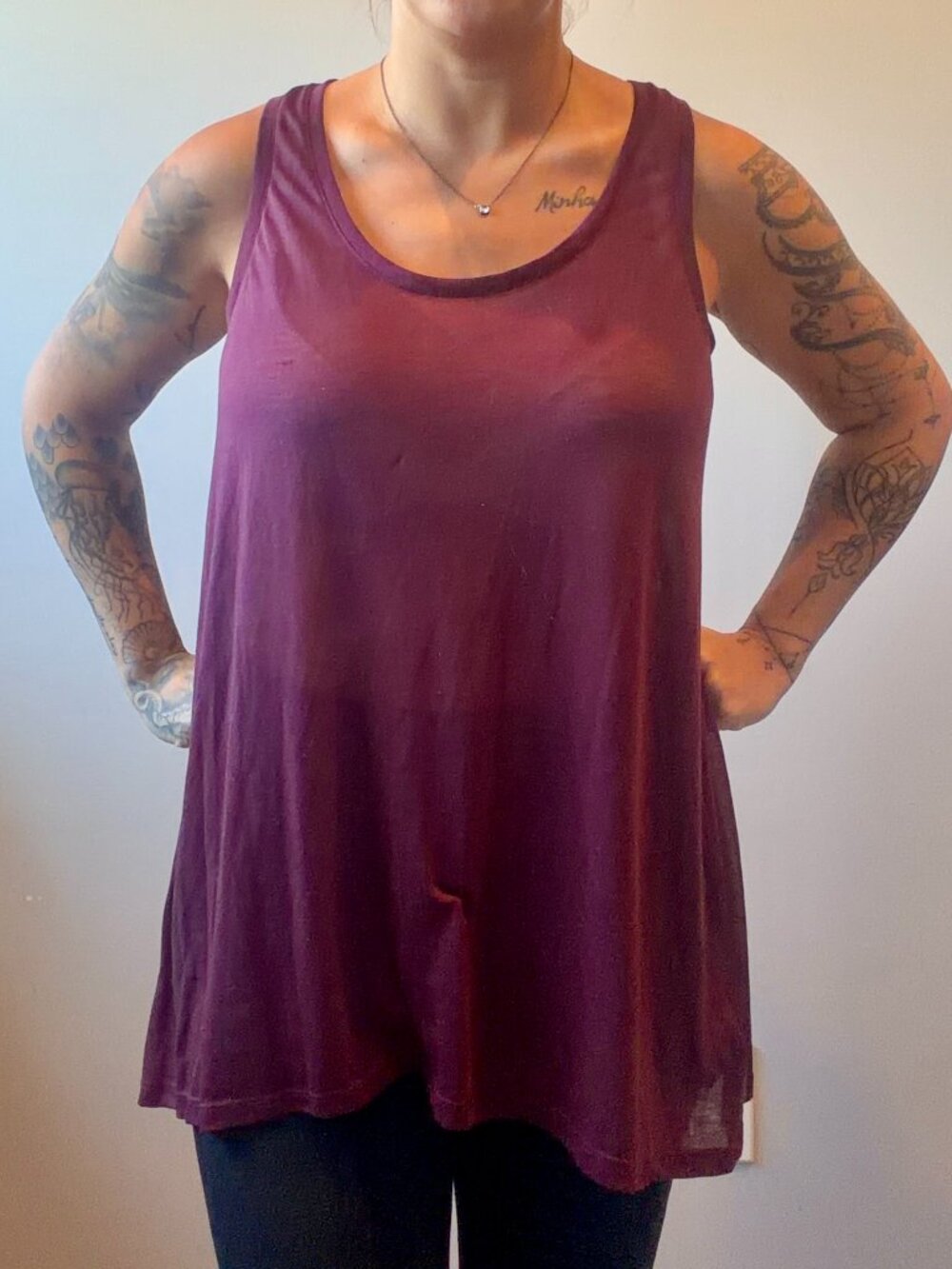 Basic H&M Women's Large Purple Tank Top Round Neck Sleeveless